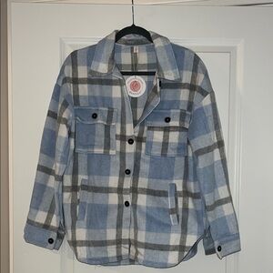 Soft Flannel Jacket in Blue and Gray